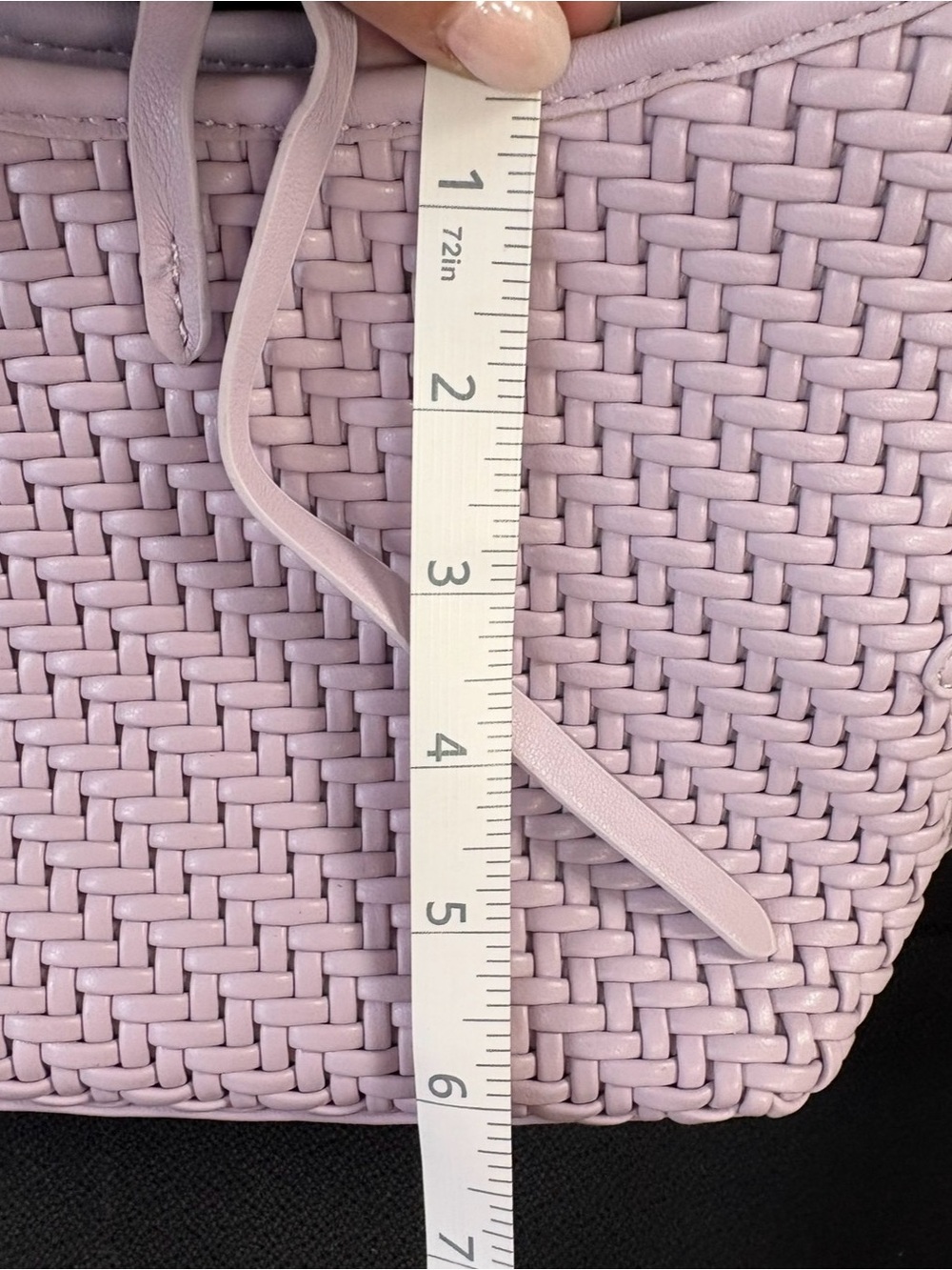 NWOT! Bottega Veneta Inspired Woven Vegan Leather Bag, LILAC - Picture 7 of 10